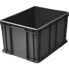 Изображение товара Ящик ТАРА п/э 400х300х230 сплошной, с внешней ручкой цв. чёрный