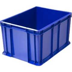 Изображение товара Ящик ТАРА п/э 400х300х230 сплошной с ручкой голубой для хранения продуктов