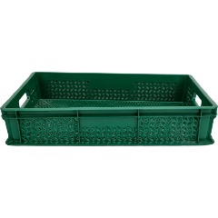 Изображение товара Ящик ТАРА п/э 600х400х120 перфорированный с ручками зеленый