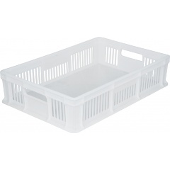 Изображение товара Ящик ТАРА п/э 600х400х140 мм дно сплош.стенки перф.с ручками натуральный морозостойкий