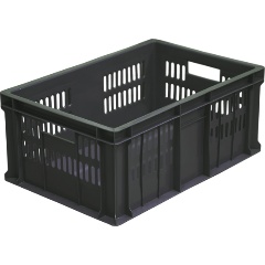 Изображение товара Ящик ТАРА п/э 600х400х250 дно сплошное, перфорированный цв. чёрный