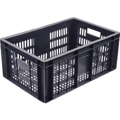 Изображение товара Ящик ТАРА п/э 600х400х250 с перфорацией цв. черный