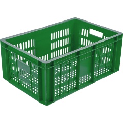 Изображение товара Ящик ТАРА п/э 600х400х250 с перфорацией зеленый для хранения и транспортировки
