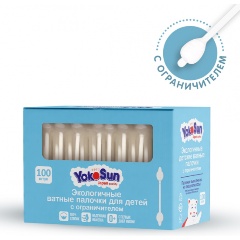Изображение товара Ватные палочки YokoSun для детей, с ограничителем, 100 шт