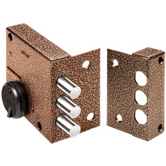 Изображение товара Замок накладной ЭЛЬБОР сувальдный Кремень 1.04.51.МА (медный антик), дл. ключ