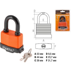 Изображение товара Навесной замок STARTUL PROFI 50 мм всепогодный с автозапиранием