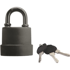 Изображение товара Замок навесной влагостойкий, чугун в ПВХ, 3 ключа, цил.мех-м, автомат, 45х56х25мм, дужка 6мм, (шт.) РемоКолор professional