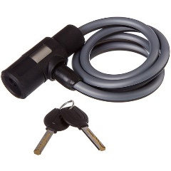 Изображение товара Замок велосипедный STG TY580-1, трос спиральный, на ключе, диам.10х100см черн.с светоотр. Полосой.