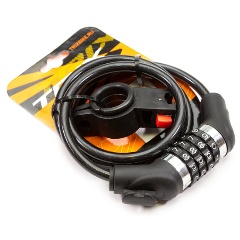 Изображение товара Замок велосипедный TRIX трос стальной кодовый 8x1500мм черный