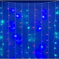 Изображение товара Занавес светодиодный Uniel ULD-C3020-384/DTA/RC MULTI IP44, 3х2м. 384 светодиода. Разноцветный свет. Провод прозрачный. Пульт ДУ (в/к), UL-00008563