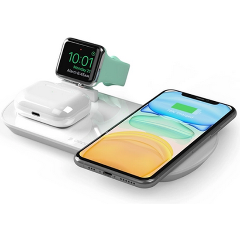 Изображение товара Беспроводное зарядное устройство Deppa 3 в 1: iPhone, Apple Watch, Airpods, белый