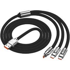 Изображение товара Кабель быстрой зарядки ZDK 3 в 1 ( usb type c, micro usb, lightning) черный (one30black)