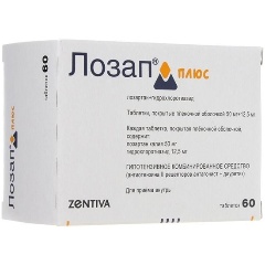 Изображение товара Лекарственное средство Лозап плюс таб. п/о плен. 50мг+12,5мг №60 (ZENTIVA)
