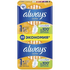 Изображение товара Женские гигиенические прокладки ALWAYS Ultra Light Duo, 20 шт