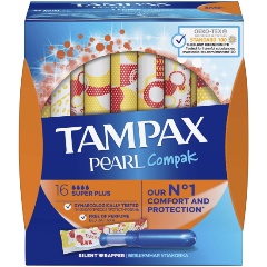 Изображение товара Женские гигиенические тампоны TAMPAX с аппликатором Compak Pearl Super Plus Duo, 16 шт.