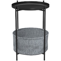 Изображение товара Журнальный столик LAVARIS Берген с металлической столешницей и тканой корзиной