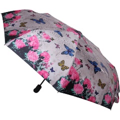 Изображение товара Женский автоматический складной зонт ZEMSA 112197 ZM серый антиветер крупный диаметр