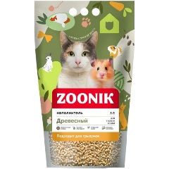 Изображение товара Наполнитель для кошачьих туалетов ZOONIK, древесный впитывающий 5 л