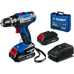 Изображение товара Аккумуляторная дрель-шуруповерт ЗУБР DL-201-22 20 В 2 АКБ быстрозажимной патрон