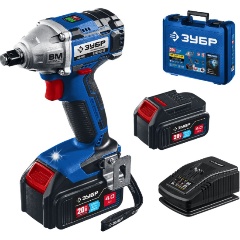 Изображение товара Аккумуляторный гайковерт ЗУБР GB-250-42 с бесщеточным двигателем 280 Нм 2 АКБ