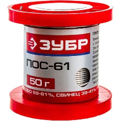 Изображение товара Припой ЗУБР ПОС 61, проволока, 50г, 1мм, 55450-050-10