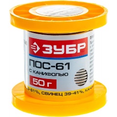 Изображение товара Припой ЗУБР ПОС 61, трубка с канифолью, 50г, 1,5мм, 55450-050-15C