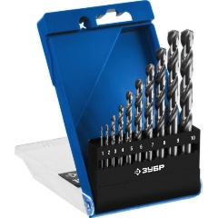 Изображение товара Набор сверл ЗУБР ПРОФ-А 10шт(1-10мм), по металлу, сталь Р6М5, класс А