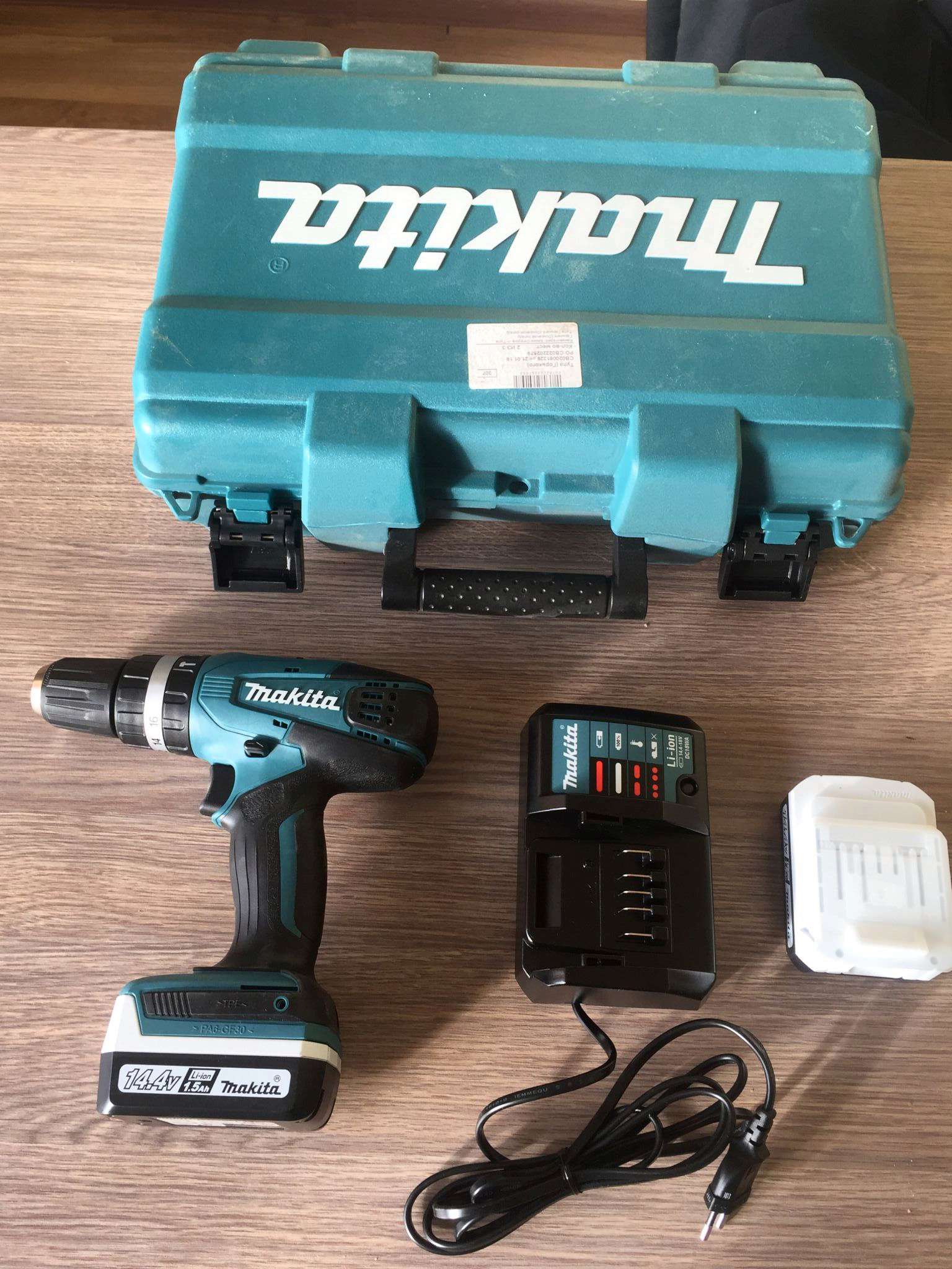 аккумуляторная ударная дрель шуруповерт makita hp347dwe