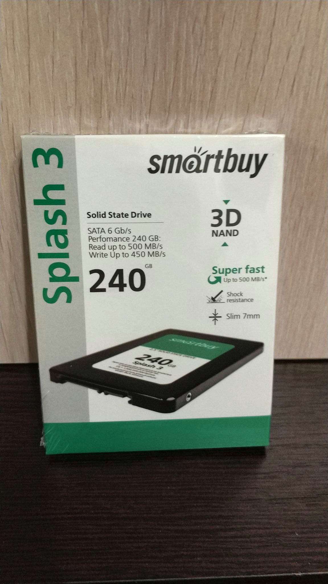 SSD диск SMARTBUY 2.5 Splash 3 240 Гб SATA III 3D TLC (SB240GB-SPLH3 ...