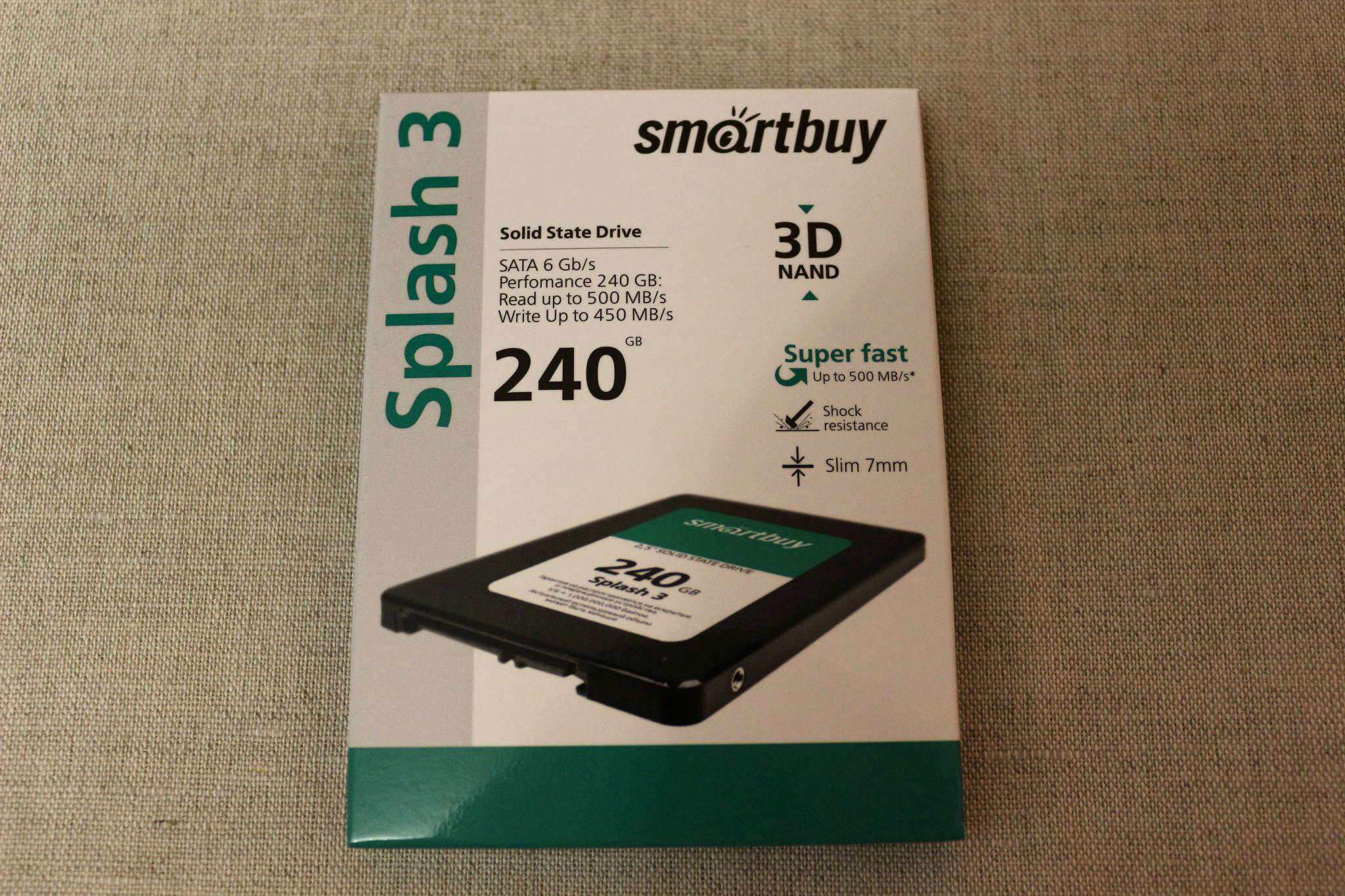 SSD диск SMARTBUY 2.5 Splash 3 240 Гб SATA III 3D TLC (SB240GB-SPLH3 ...