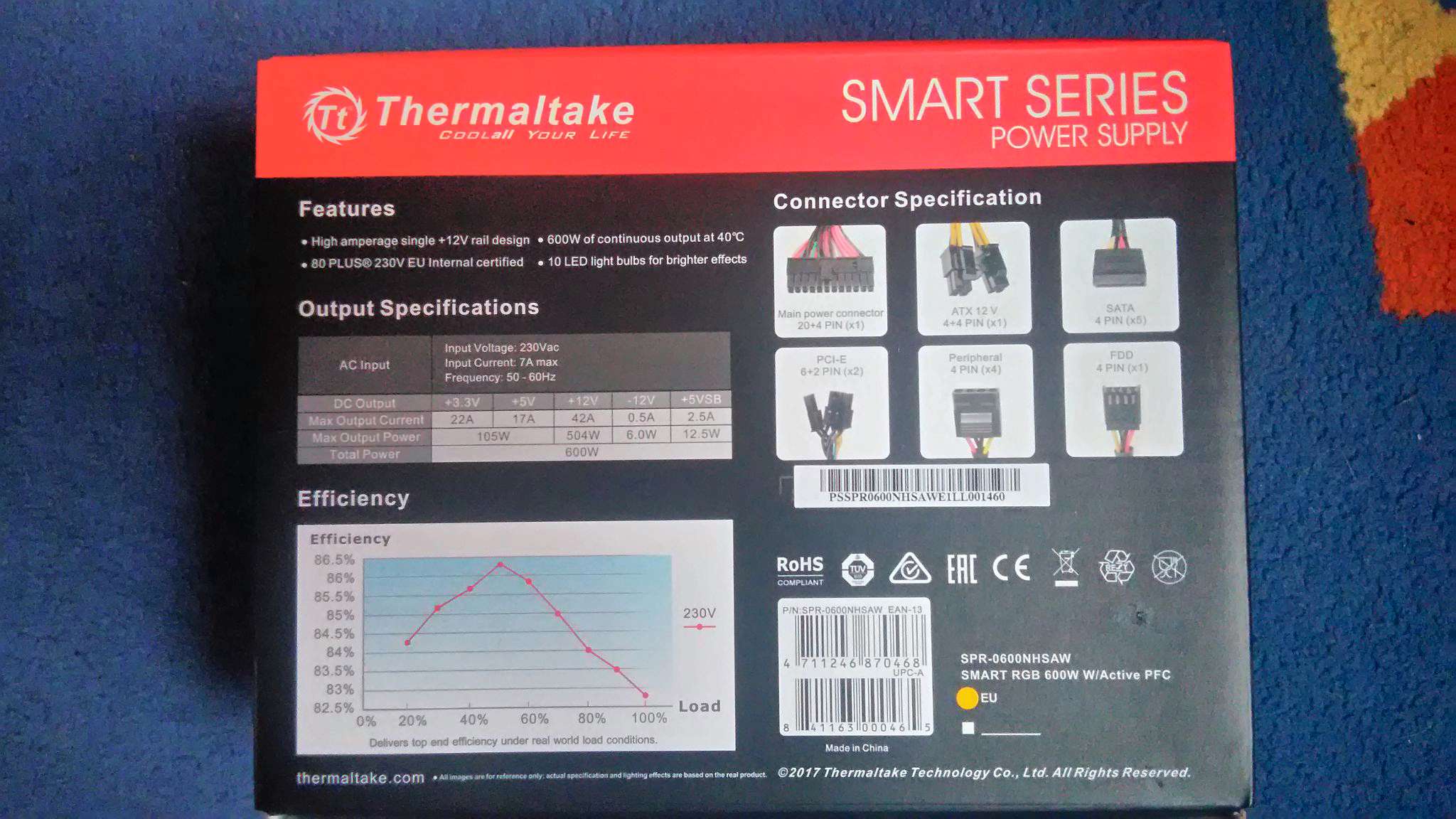 Блок питания THERMALTAKE Smart PS-SPR-0600NHSAWE-1 ATX 600W простой ...