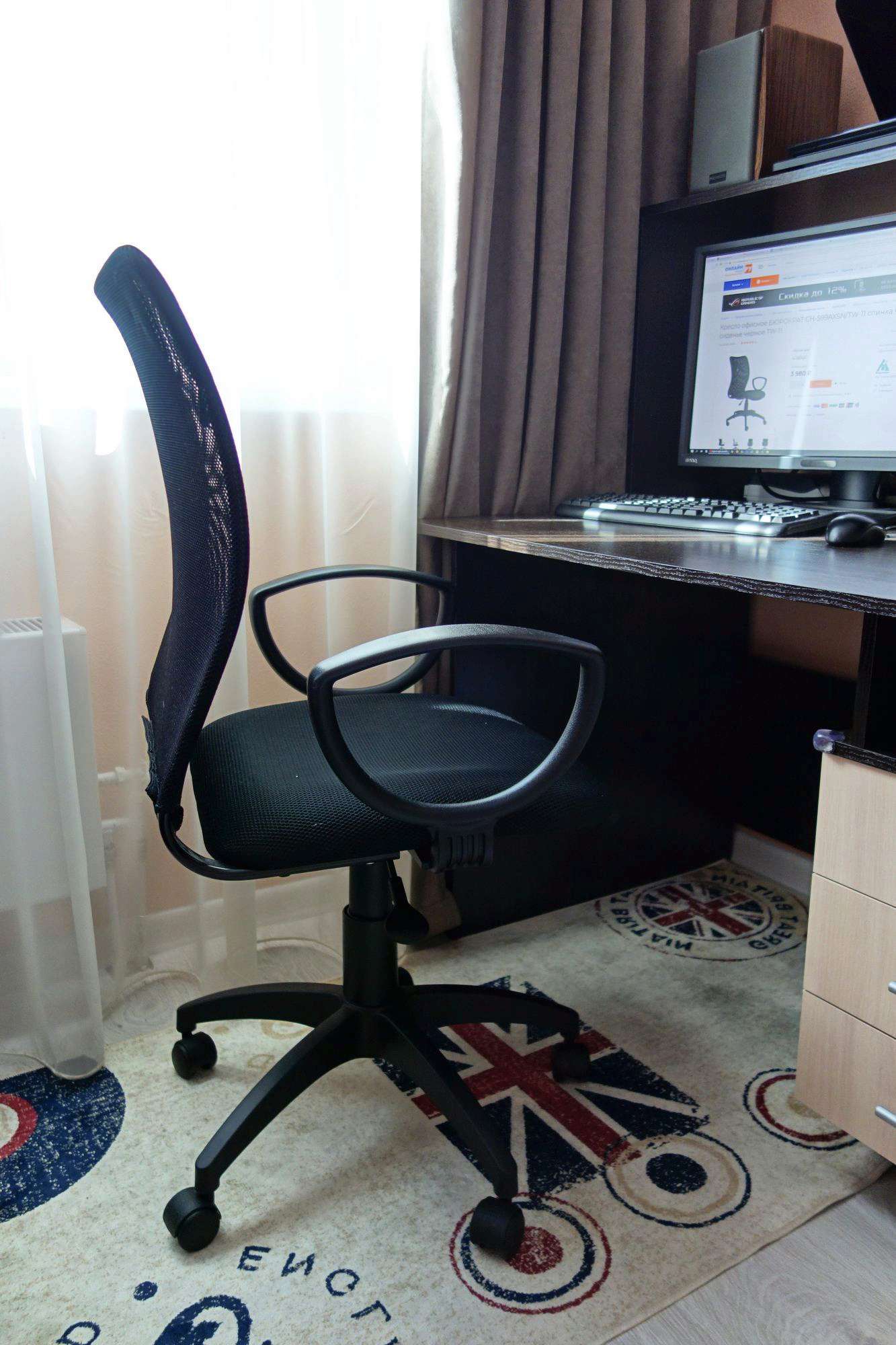 Кресло офисное бюрократ ch 599 черное сетка ткань пластик