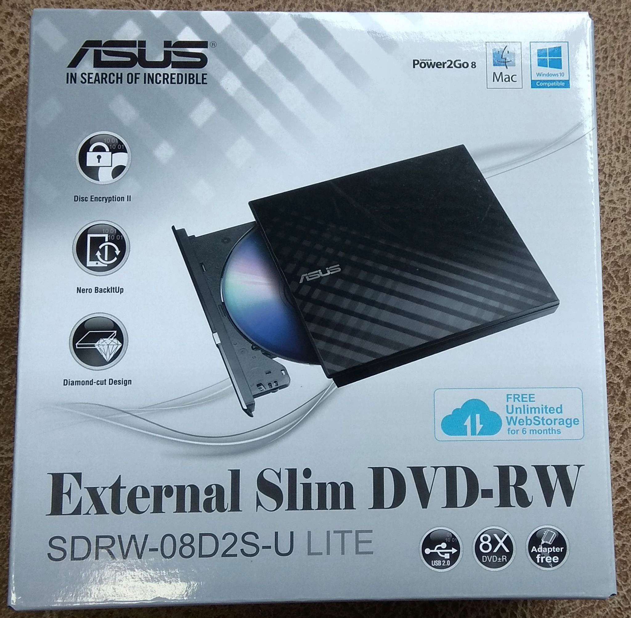 Внешний оптический привод Asus DVD±RW Asus SDRW-08D2S-U Lite Black, USB ...