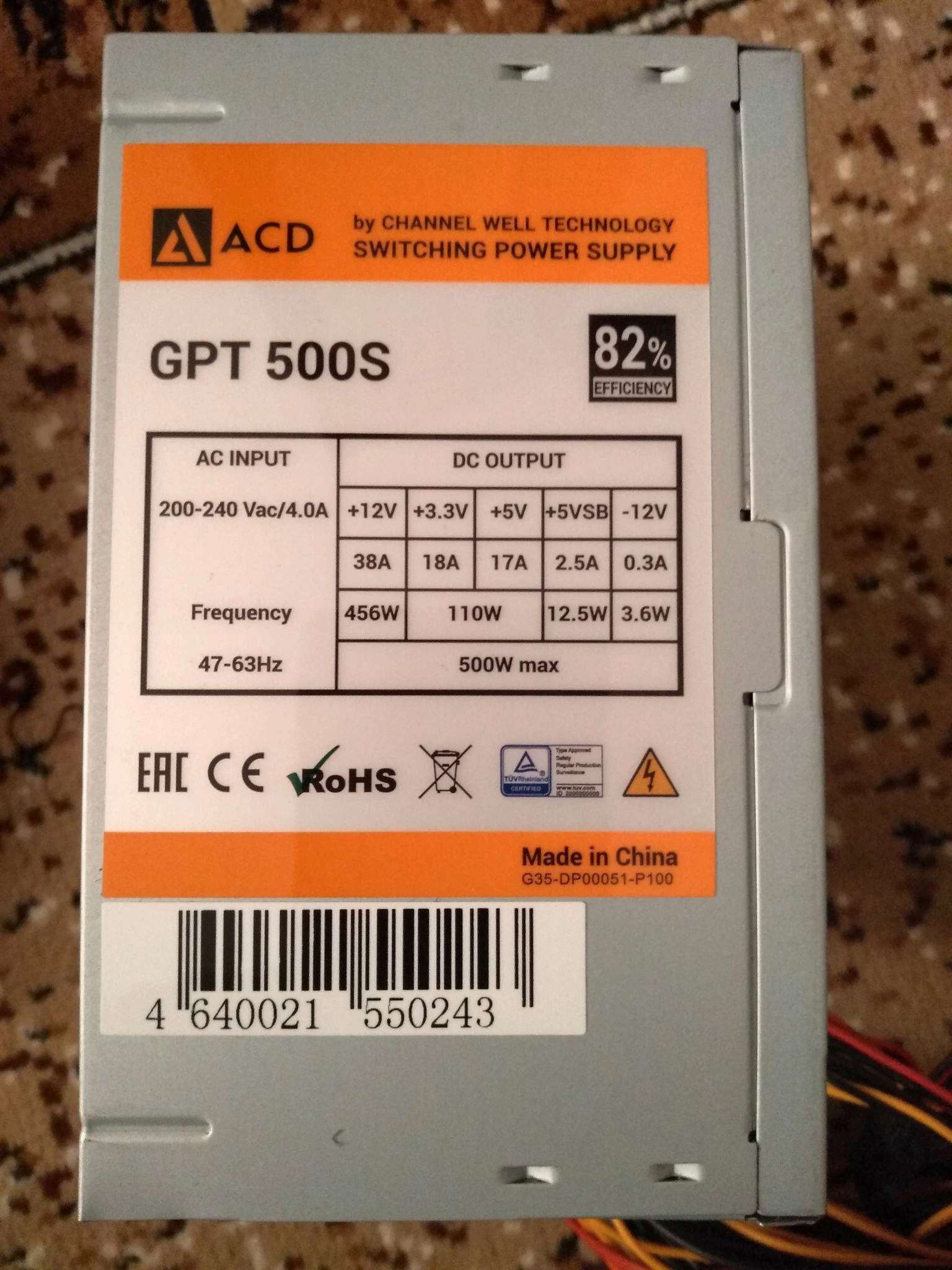 Блок питания CWT 500W GPT-500S — купить в интернет-магазине ОНЛАЙН ТРЕЙД.РУ