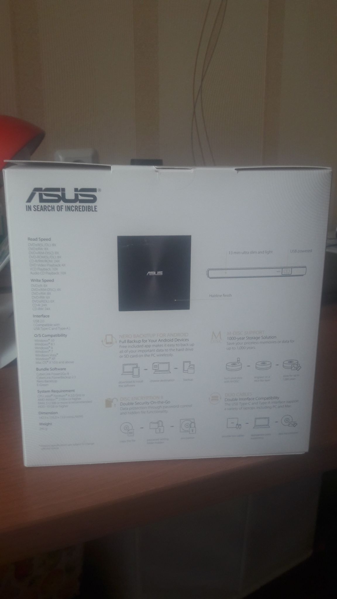 Внешний оптический привод Asus ZenDrive U9M USB 2.0, USB type C, Black ...