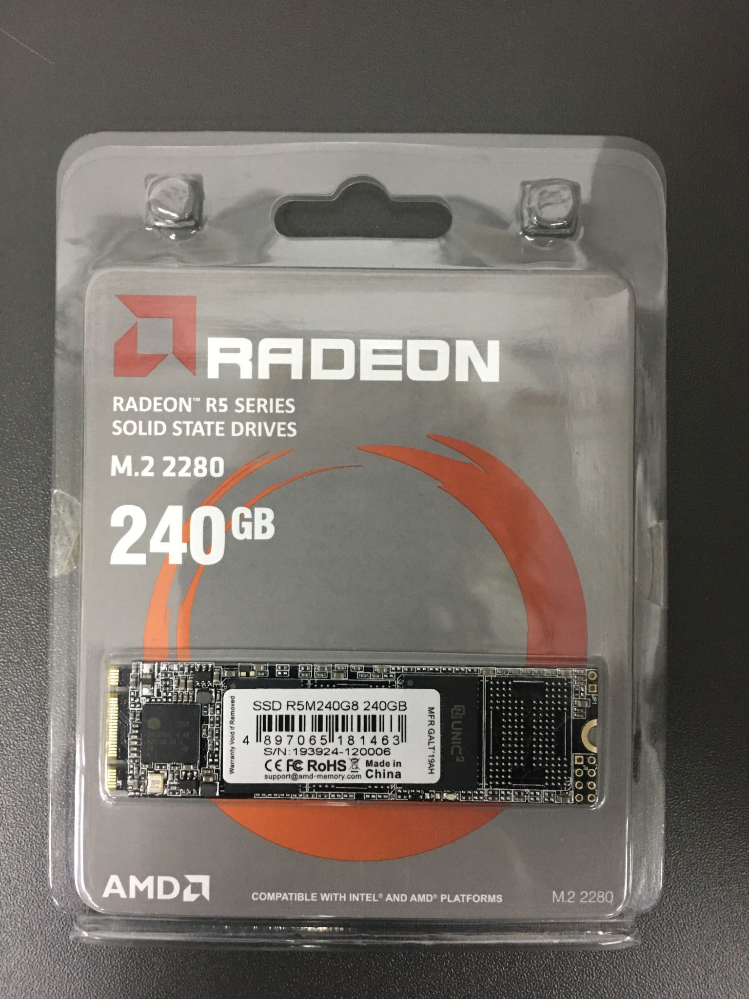 SSD диск AMD Radeon M.2 2280 240Gb R5 Series SATA-III NAND 3D TLC ...