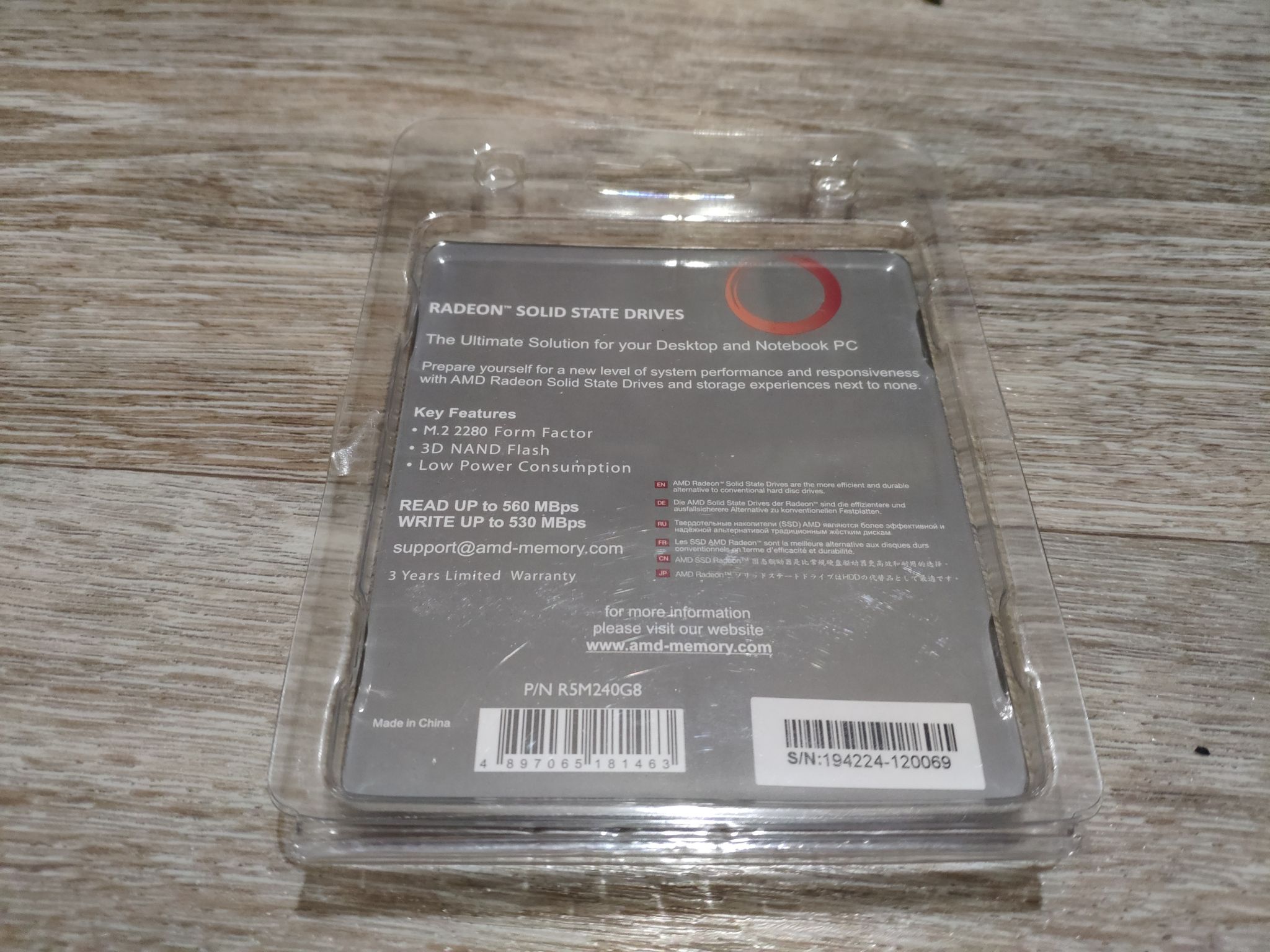 SSD диск AMD Radeon M.2 2280 240Gb R5 Series SATA-III NAND 3D TLC ...