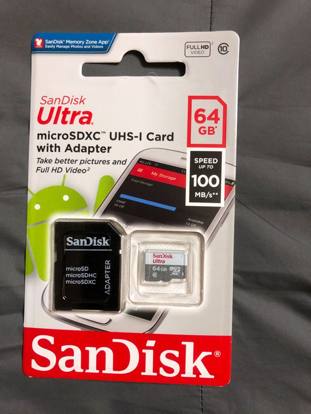 Карта памяти micro SDXC 64Gb Sandisk Ultra Class 10 UHS-I + ADP (100/10 MB/s)  — купить в интернет-магазине ОНЛАЙН ТРЕЙД.РУ