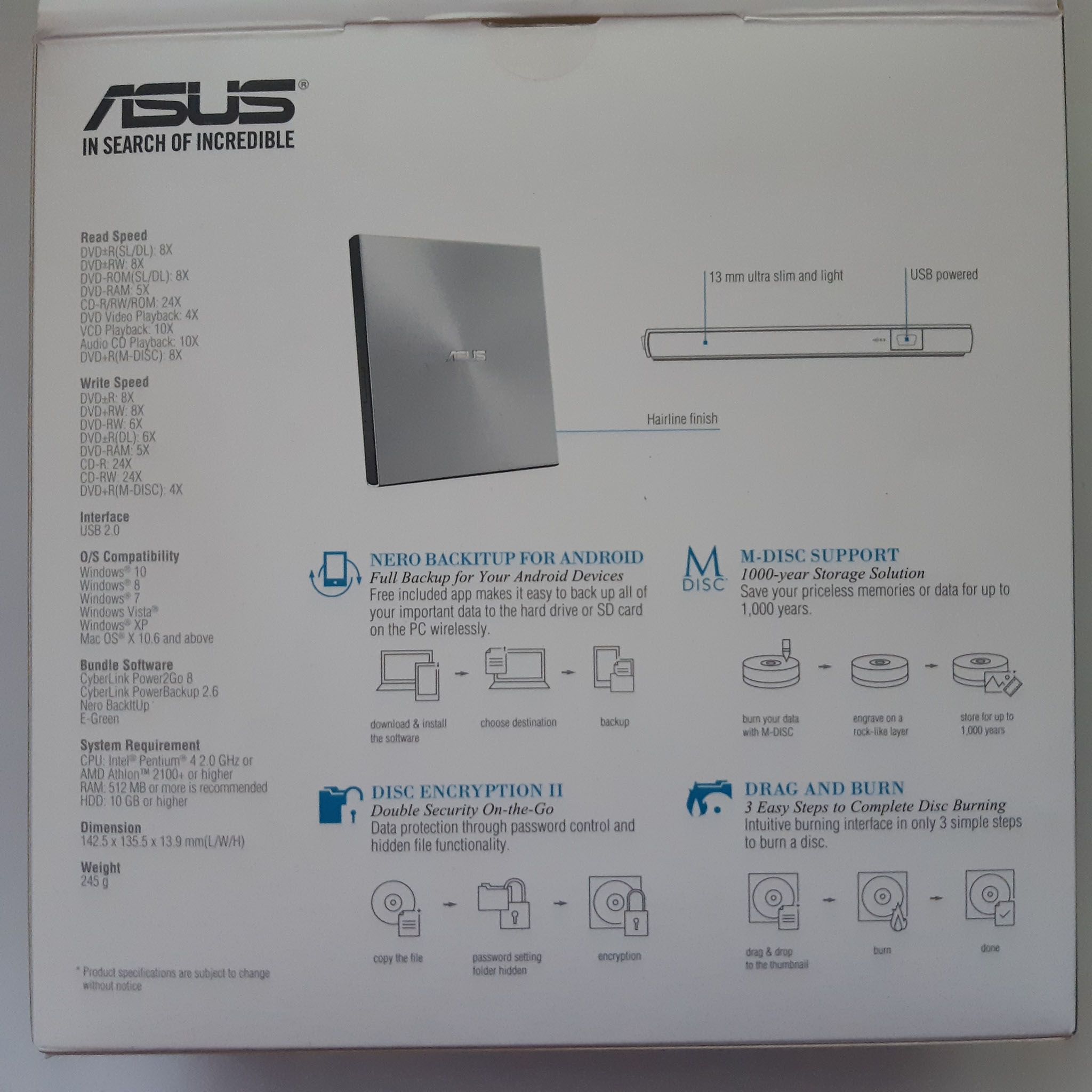 Купить внешний оптический привод Asus SDRW-08U7M-U/SIL/G/AS RTL в ...