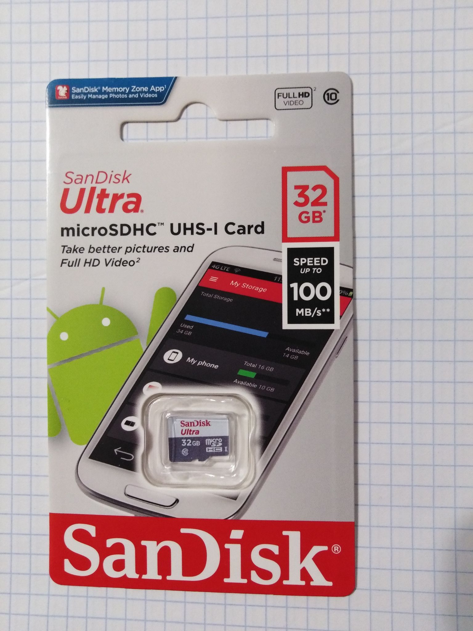 Карта памяти micro SDHC 32Gb Sandisk Ultra Class 10 UHS-I (100/10 MB/s)  SDSQUNR-032G-GN3MN — купить по низкой цене в интернет-магазине ОНЛАЙН  ТРЕЙД.РУ