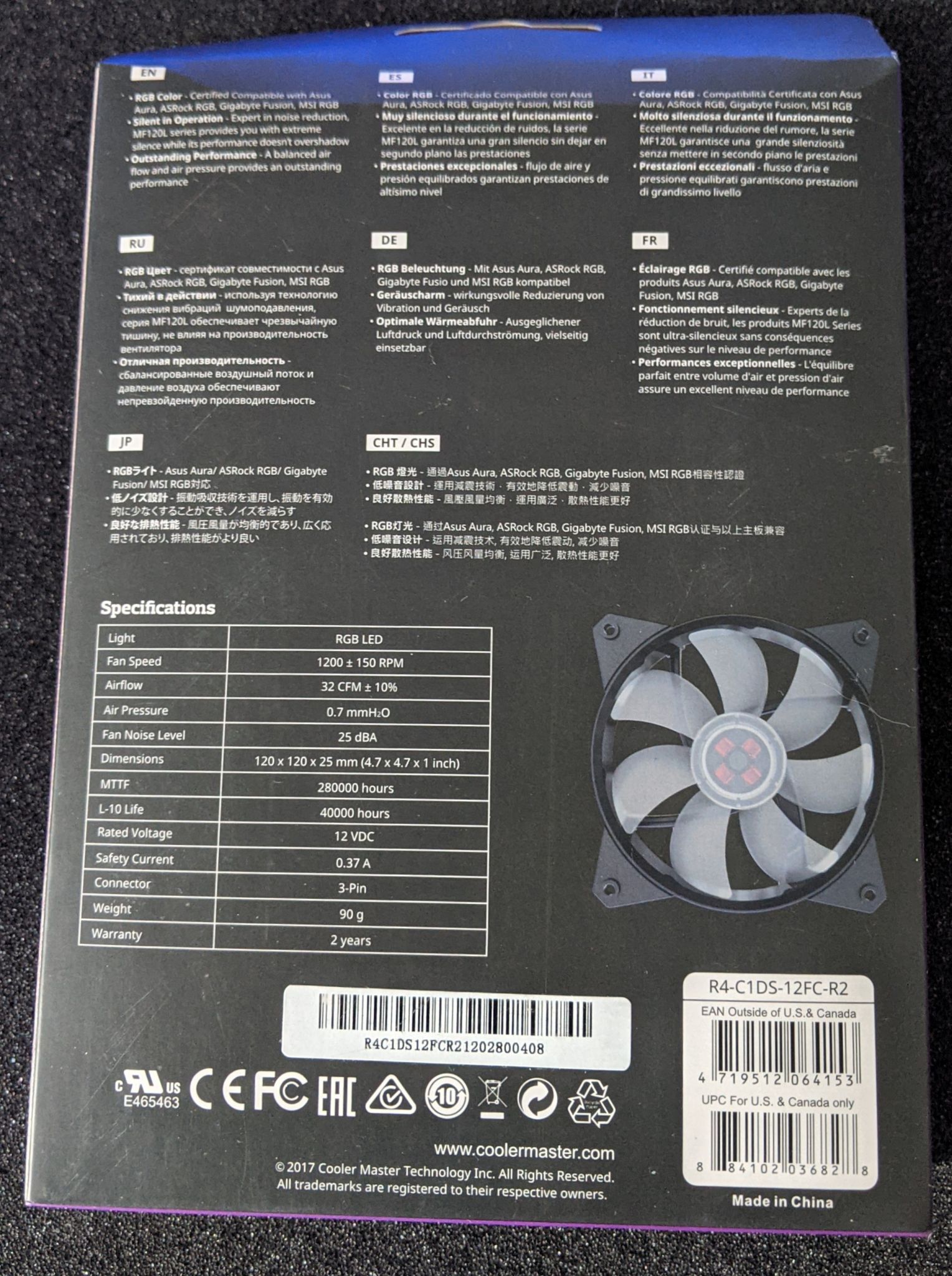 4 pin cooler master fans rgb only white