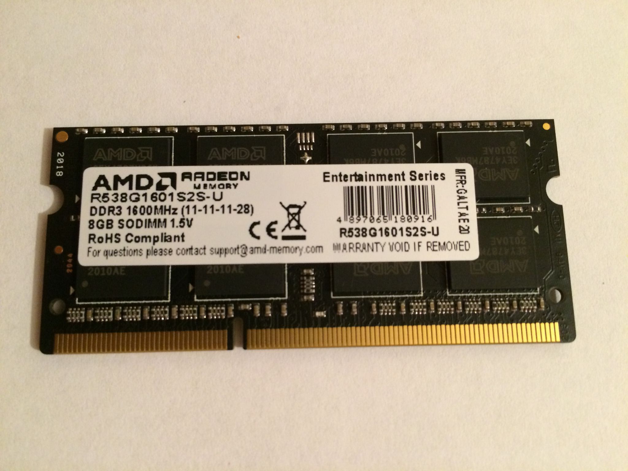 Оперативная память AMD SO-DIMM DDR3 8Gb 1600MHz pc-12800 (R538G1601S2S ...