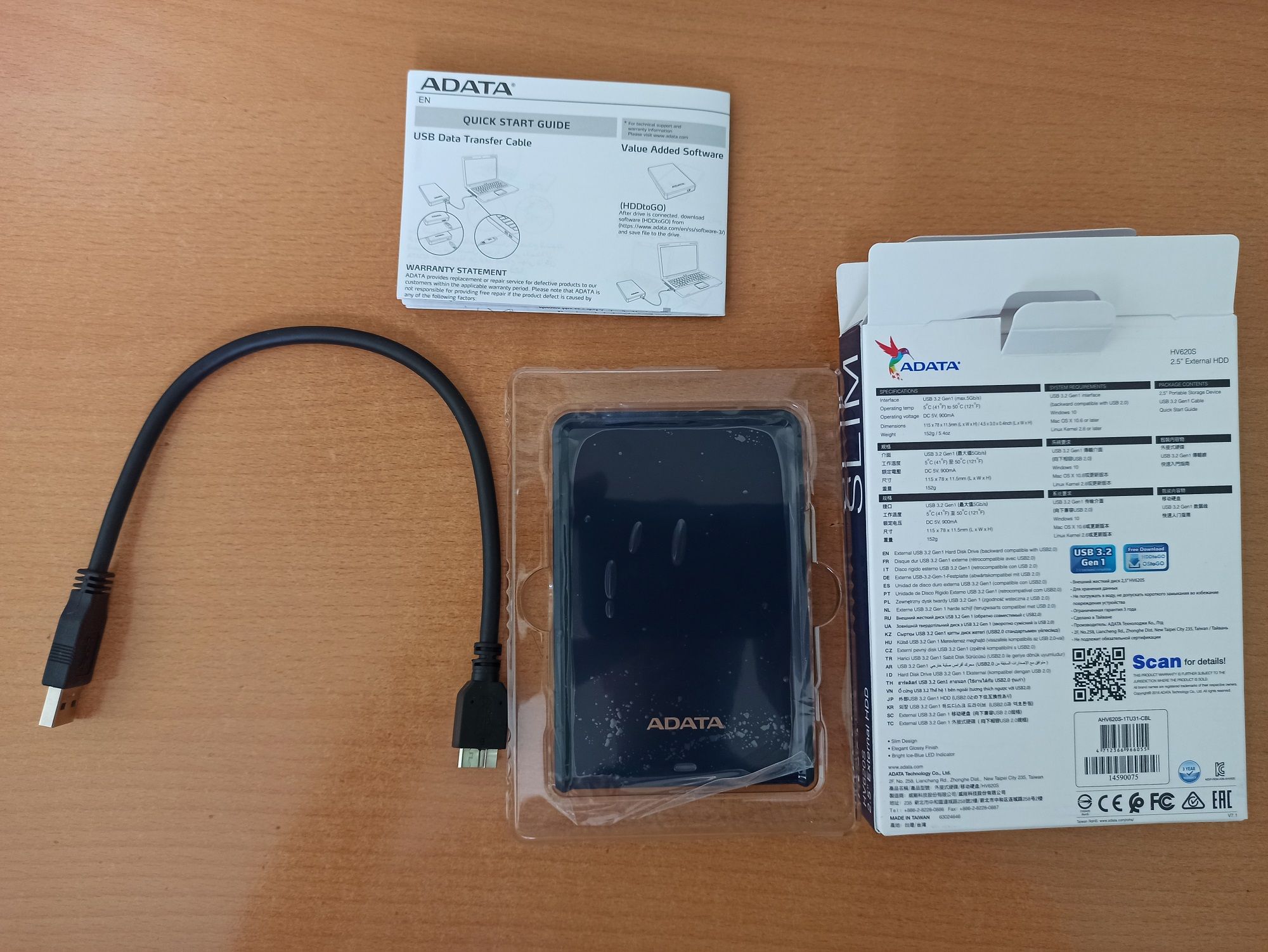 Купить Внешний жесткий диск ADATA HV620S, 1 ТБ, USB 3.2 Gen1 (AHV620S ...