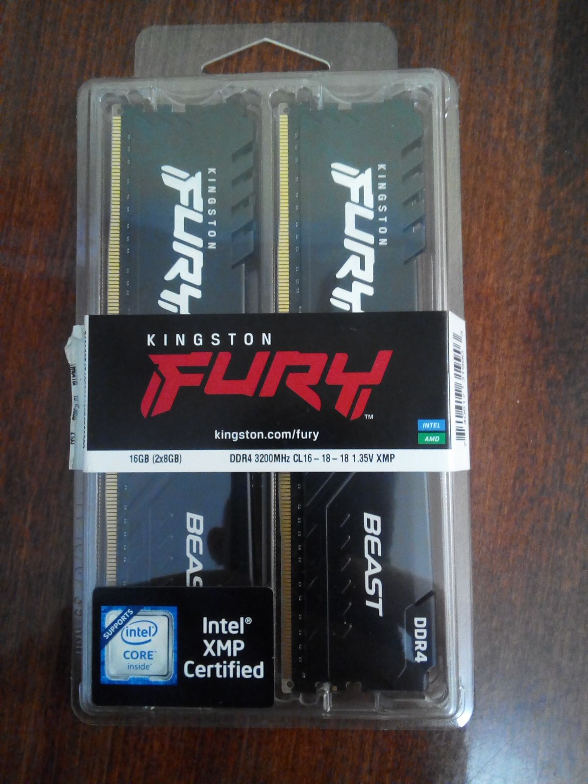 Оперативная память Kingston DDR4 16Gb (2x8Gb) 3200 MHz pc-25600 FURY ...