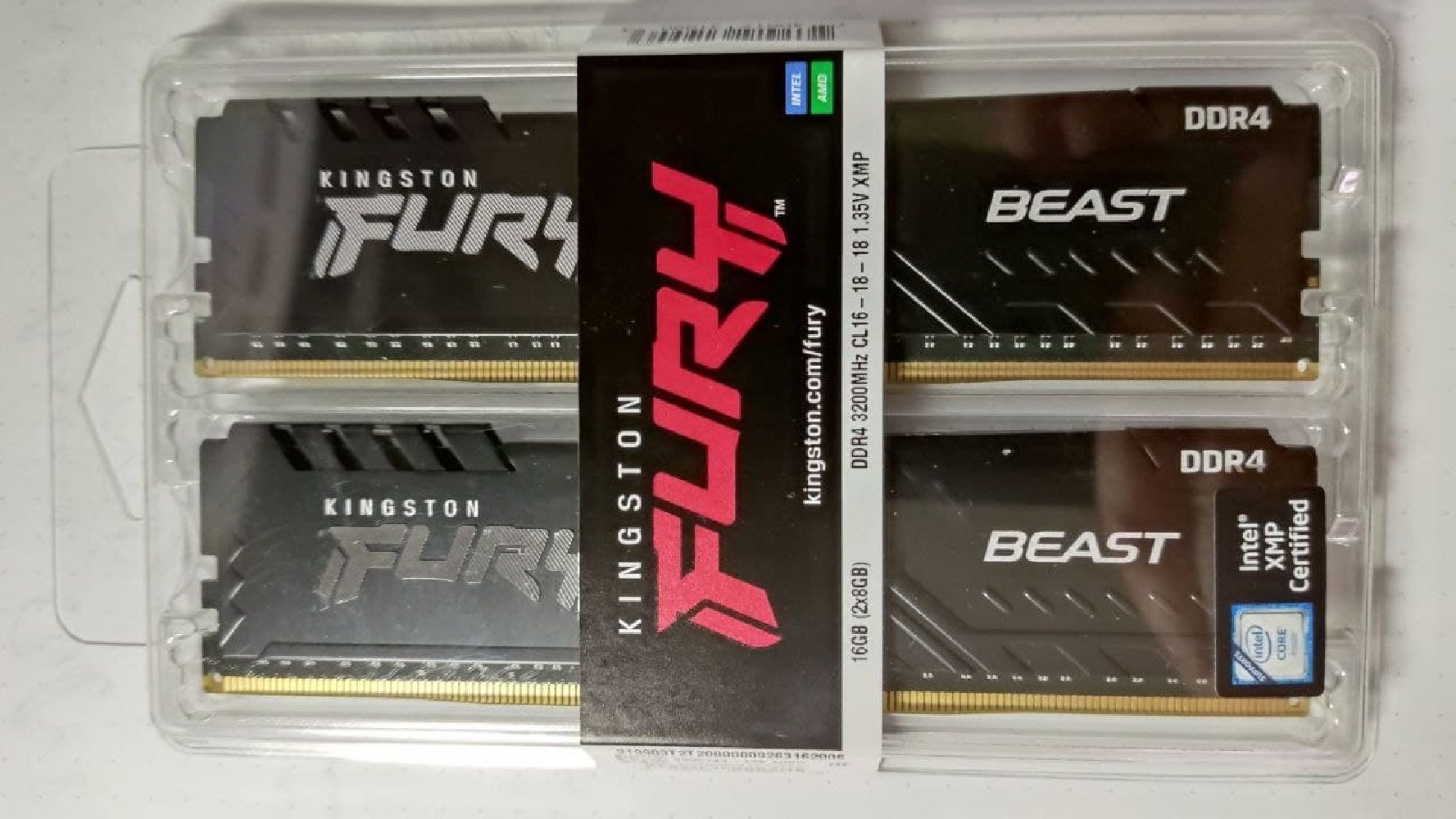Оперативная память Kingston DDR4 16Gb (2x8Gb) 3200 MHz pc-25600 FURY ...