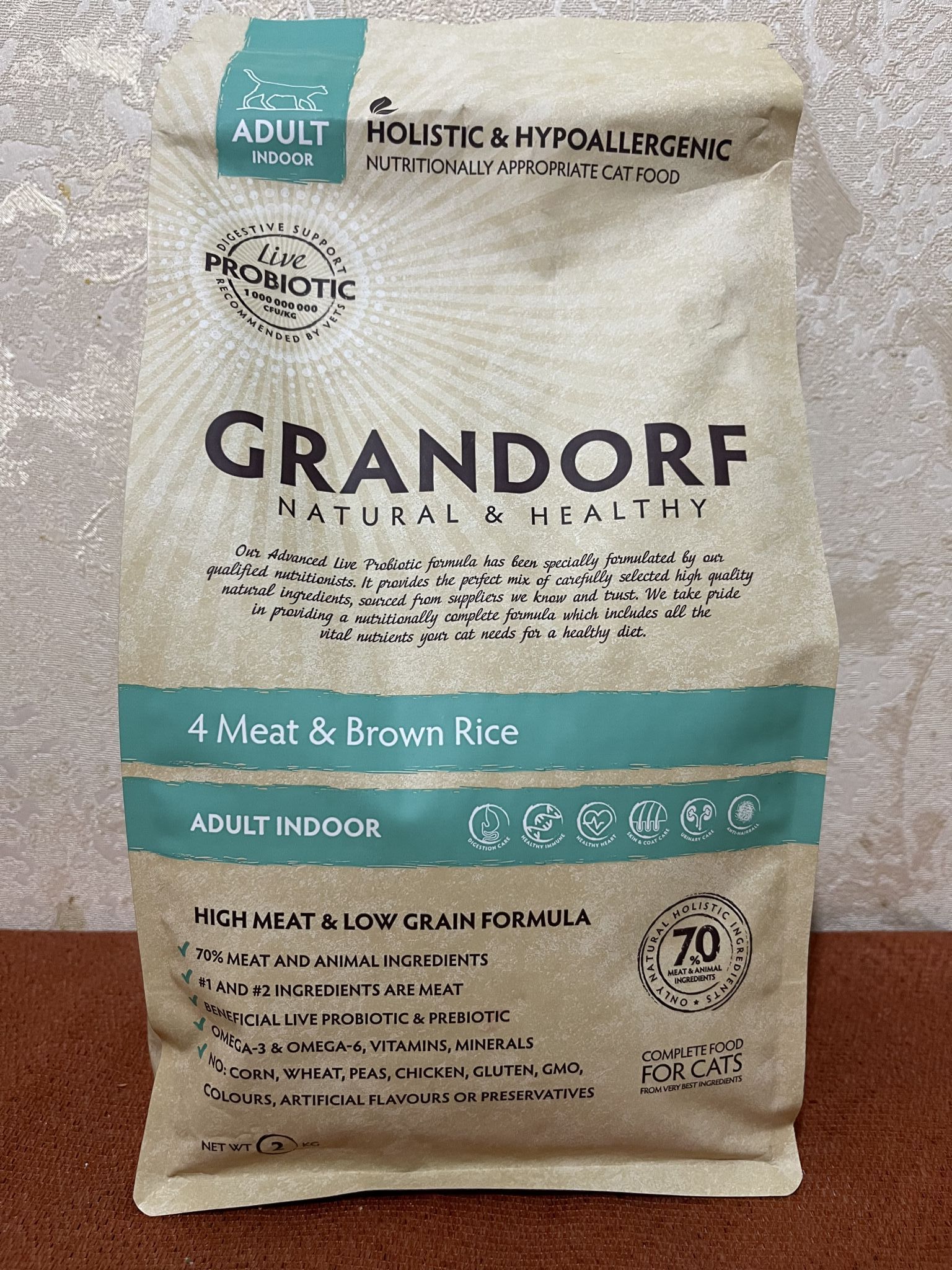 Grandorf сухой корм Adult Indoor Probiotic для взрослых домашних кошек 4 мяса, 2кг. Grandorf Cat 4meat Indoor Probiotic корм д/кошек, 4вида мяса.