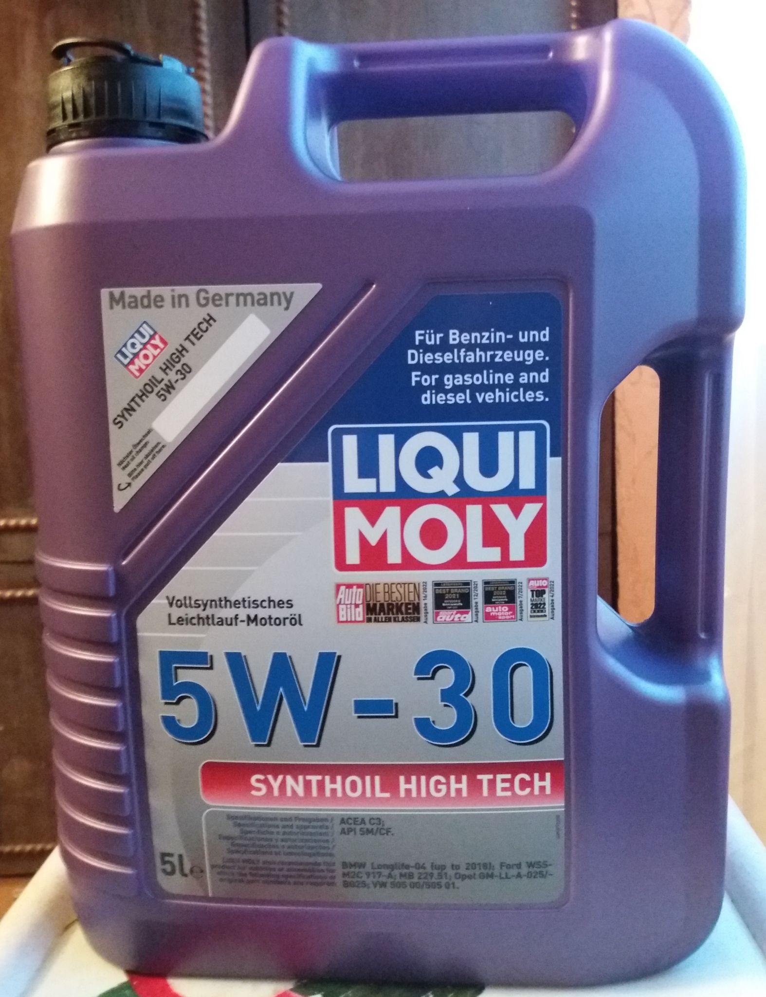 Масло liqui moly synthoil high. Moly Synthoil High Tech 5w/30, артикул: 9076. Масло Ликви моли детальная фото.