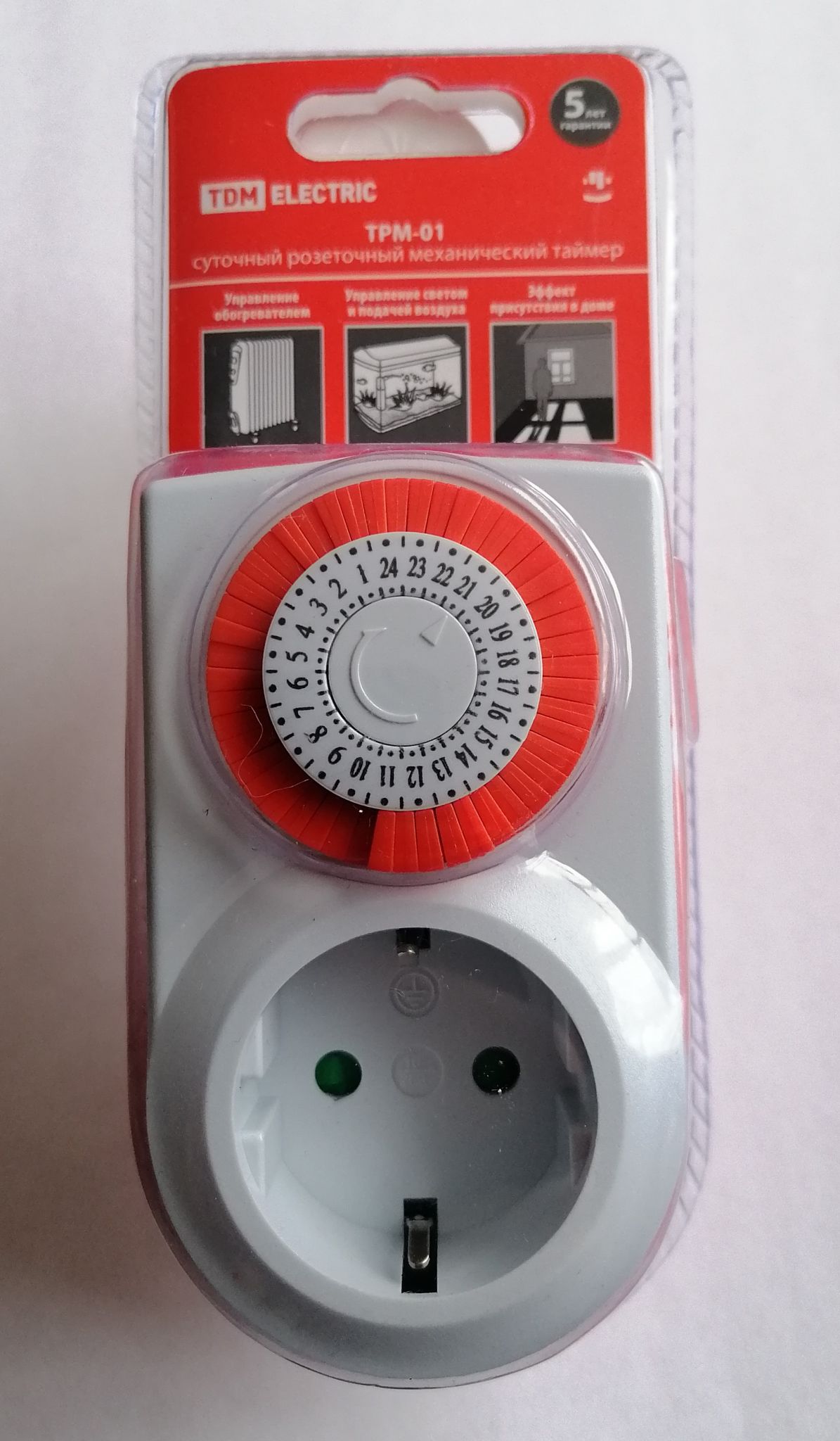 Таймер розеточный TDM Electric ТРМ-01-30мин/24ч-16А (суточный), SQ1506 ...