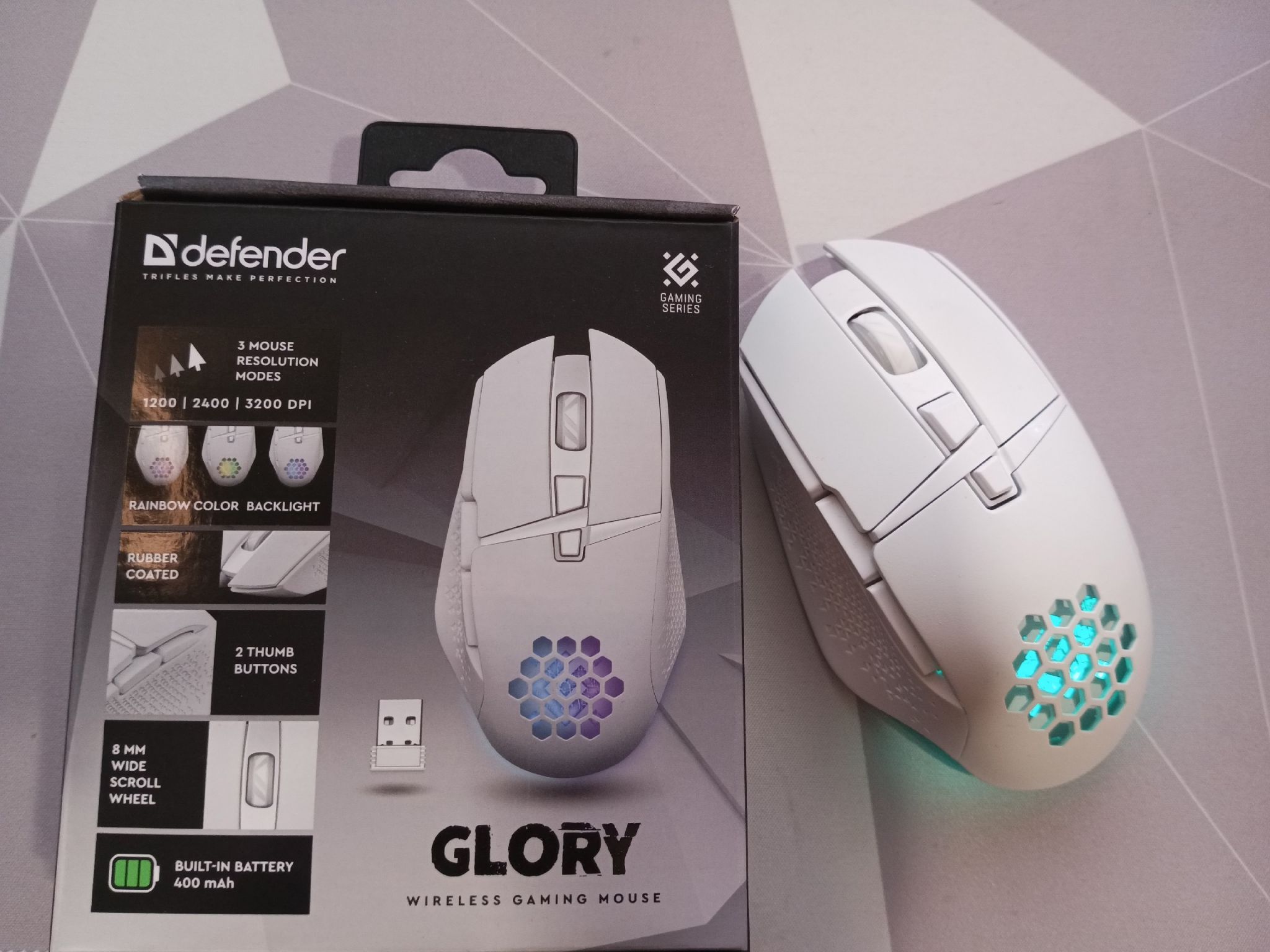 Мышь Defender Glory GM-514 белый, LED, 7D, 400 мАч, 3200dpi (52513 ...
