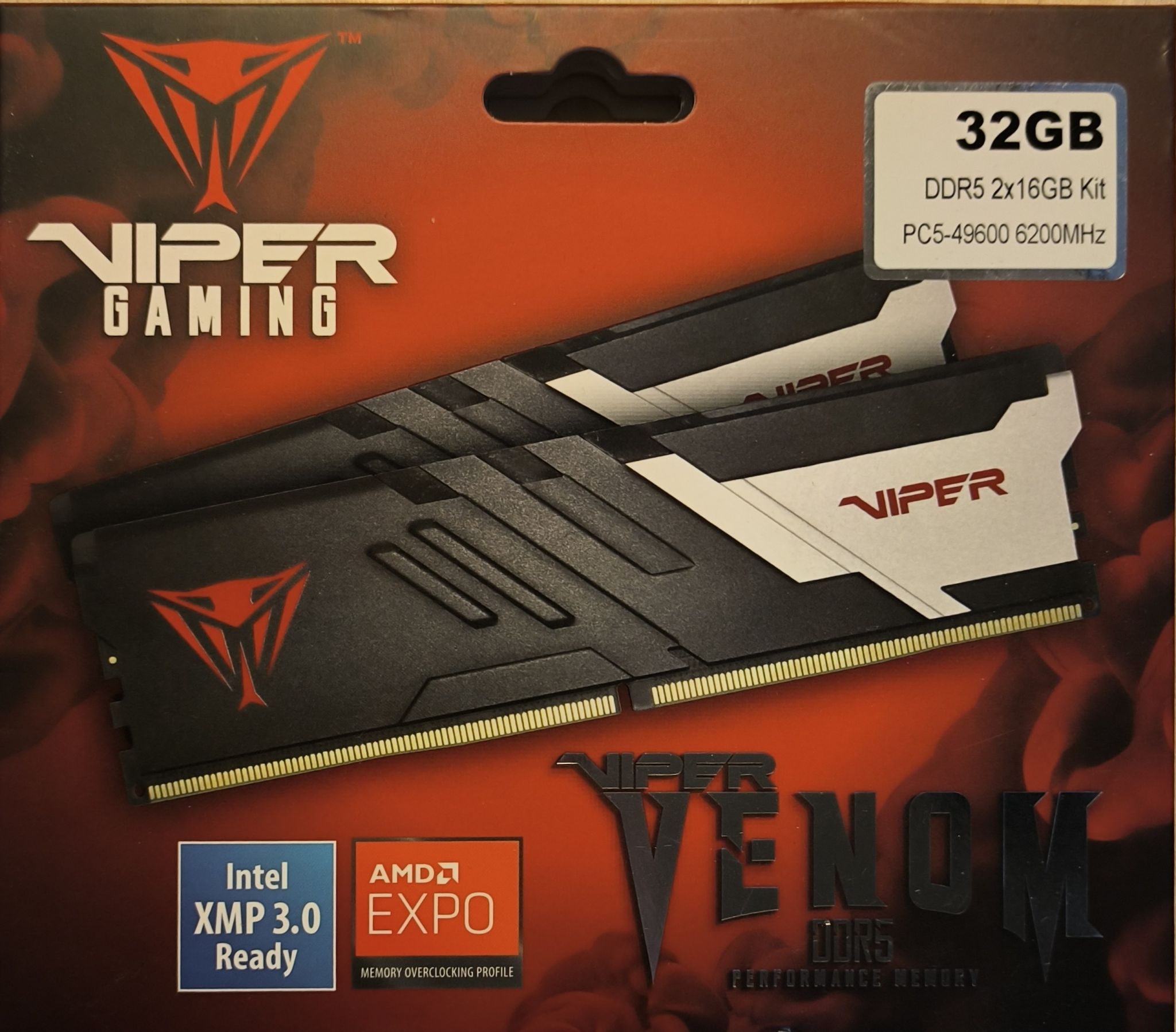 Оперативная память Patriot DDR5 32Gb (2x16Gb) 6200MHz pc-49600 40-40-40 ...